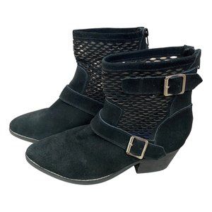 🍒SOLD🍒JEFFREY CAMPBELL Black Suede Mesh Buckle Booties Sz 9.5